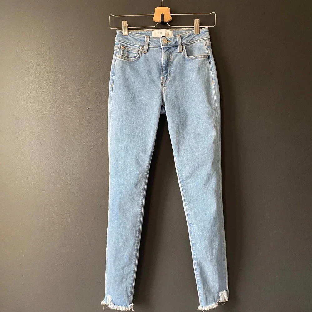 IRO Jeans Light Wash Raw Hem High Rise Skinny Sz 25